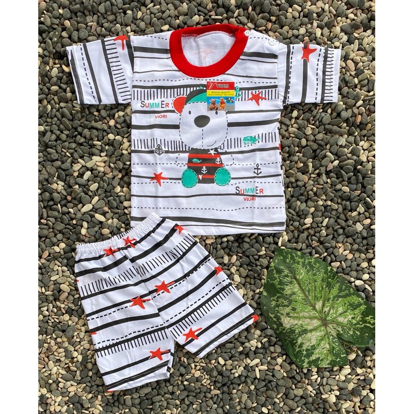 stelan baju bayi tedy bear summer setelan 3-18 bulan (PD005)