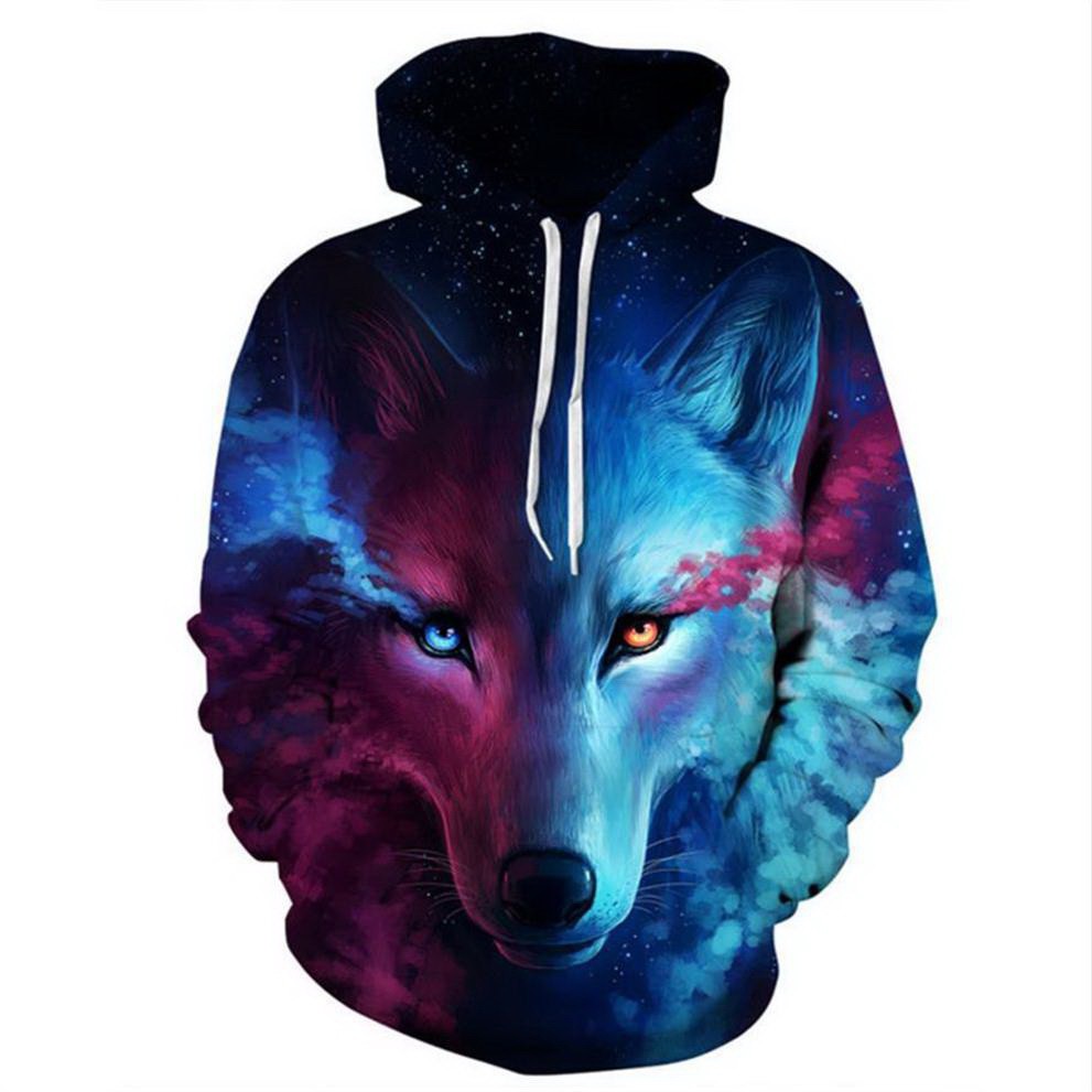 Jaket Sweater Gambar Serigala 3 Dimensi Hoodie 3d