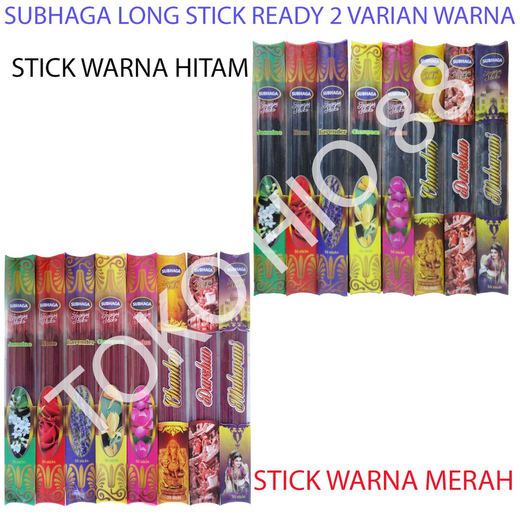 Hio / Dupa Wangi Aromaterapi Warna Merah / Hitam Merk Subhaga Long Incense Sticks isi 50 Stick