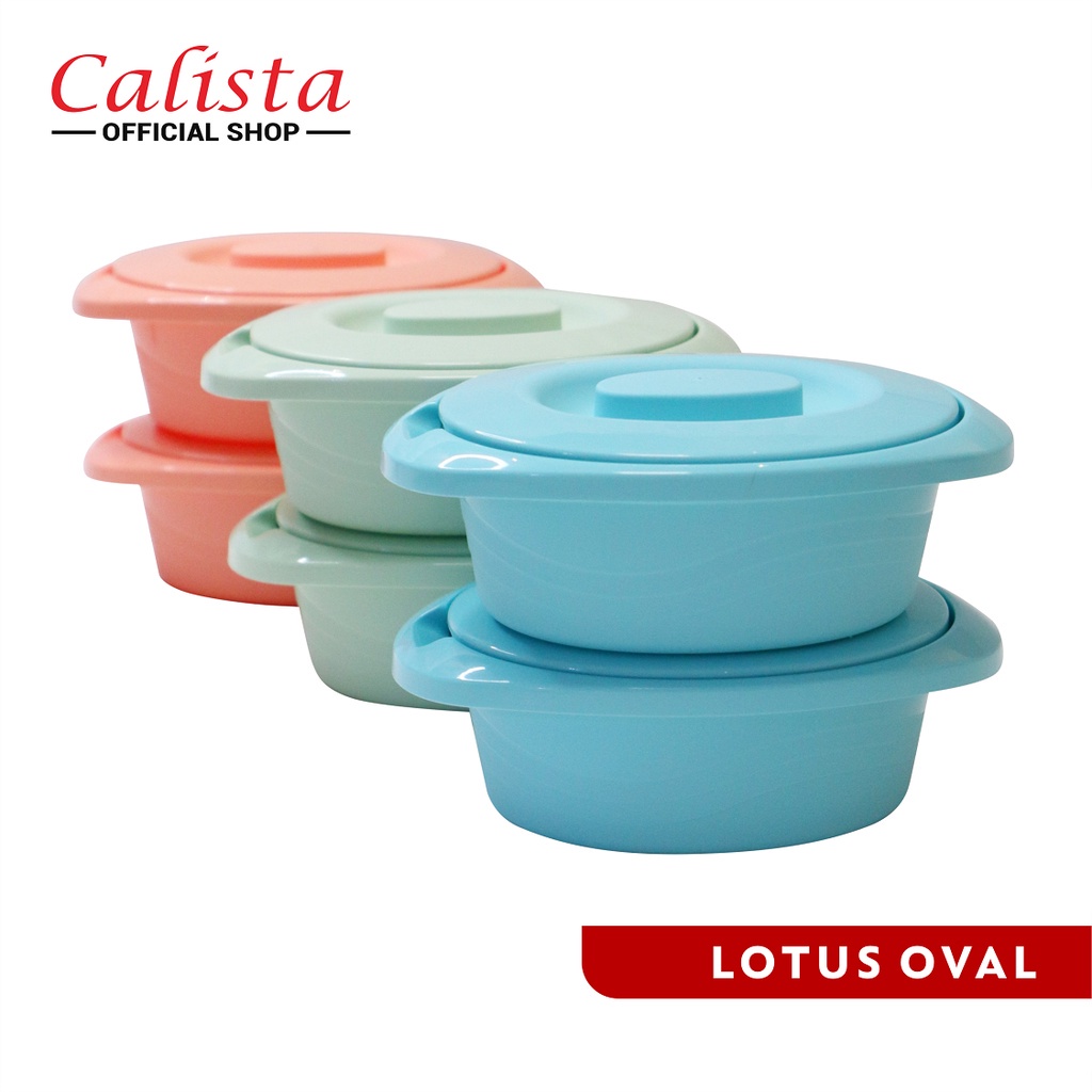 Calista Lotus Oval 700ml Set 2pcs Wadah Saji Makanan Tempat Penyajian Makanan Prasmanan/ Wadah Makanan