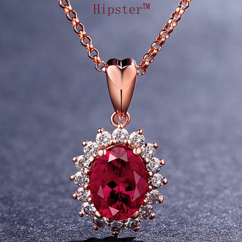 Best Selling Fashion Classic Ruby SUNFLOWER Diamond Pendant Necklace