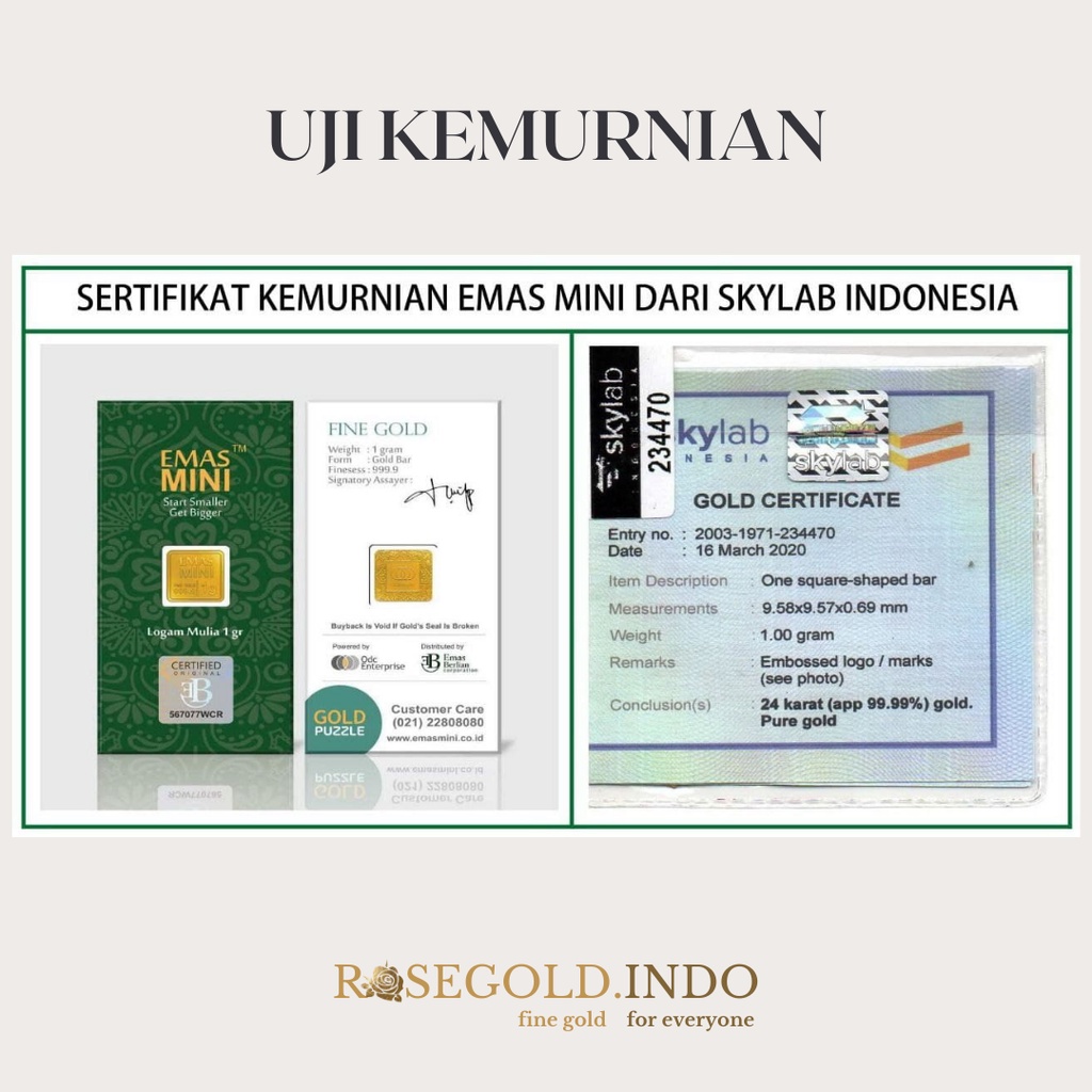 Logam Mulia Emas Mini 1g asli 24 karat untuk hadiah, investasi, giveaway, bonus kinerja karyawan