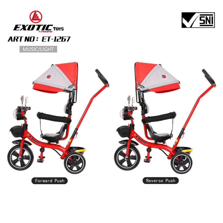 Sepeda Anak Bayi Balita Roda 3 Tricycle Exotic ET1267 Music Light By Pacific-3