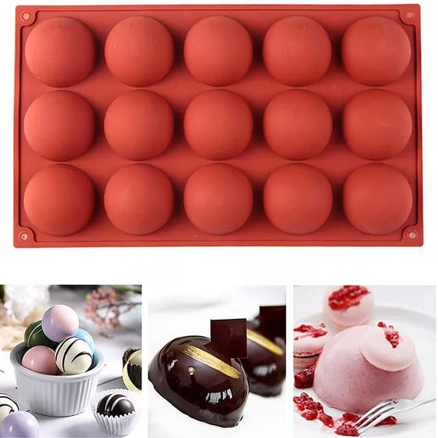 Cetakan silikon kue coklat puding jelly ES BATU karakter aneka bentuk BULAT 15 HOLE