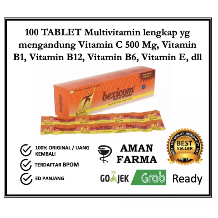 BEXICOM MULTIVITAMIN (VITAMIN C 500 MG, B, DAN E) LENGKAP ISI 100 TAB