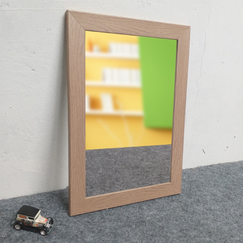 Kaca Cermin Gantung Murah - Cermin Dinding Minimalis-Kayu Cream