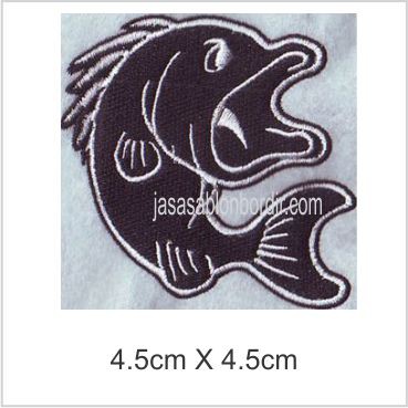 Emblem Badge Bordir Ikan ukurannya 4.5cm X 4.5cm