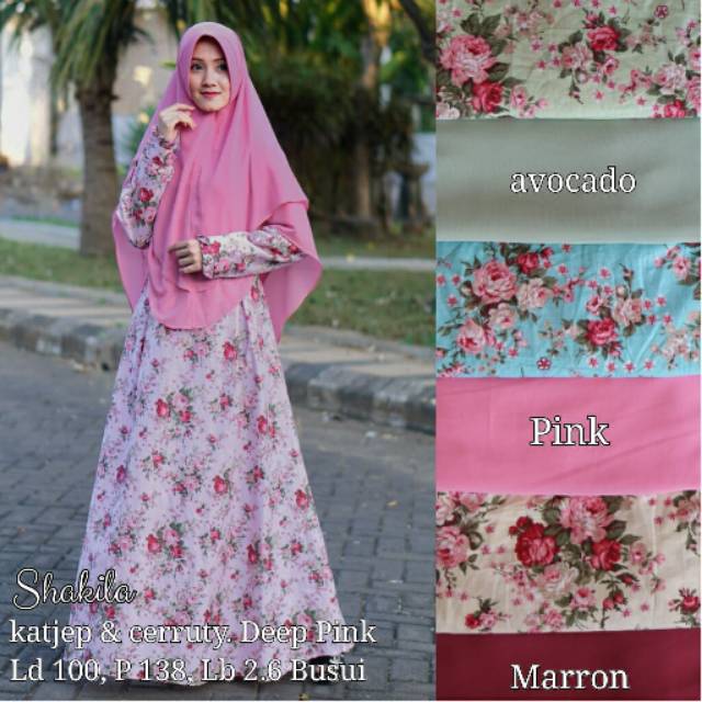 Gamis Syari Shakila Bahan Katun Jepang Khimar Ceruty Shopee Indonesia