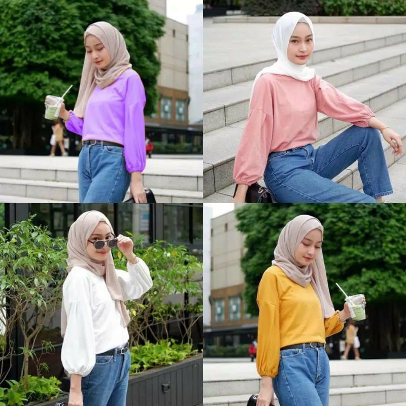 Blouse Wanita Blouse LUCY TOP Blouse Twiscone Blouse Polos Lengan Panjang Blouse Cewek