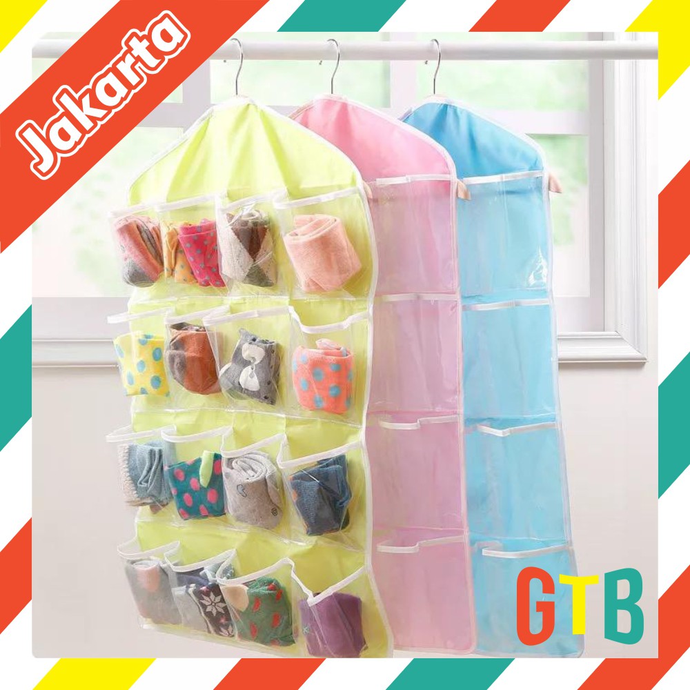 ❤️GTB❤️ R053 Hanging Organizer 16 Sekat Korean Set Tempat Celana Dalam Gantung Import Murah