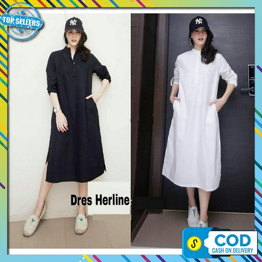 Dress Wanita  Kekinian Dres Kondangan Bahan Adem Korean Style Party Baju Natal Elegan Simpel Tunik D