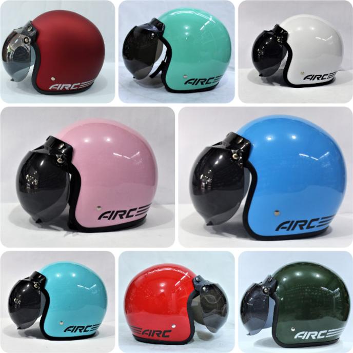 Helm Bogo Arc Polos Kaca Cembung Hitam Dewasa Pria Dan Wanita