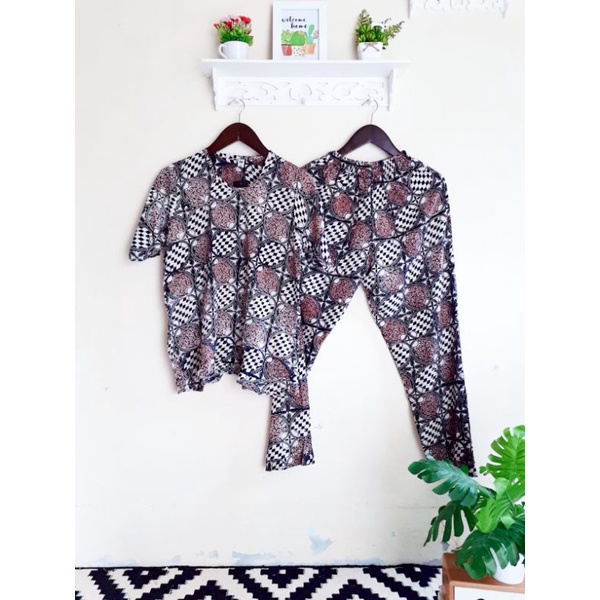 Batik Huza Setelan Celana Panjang Piyama Baju Tidur Wanita