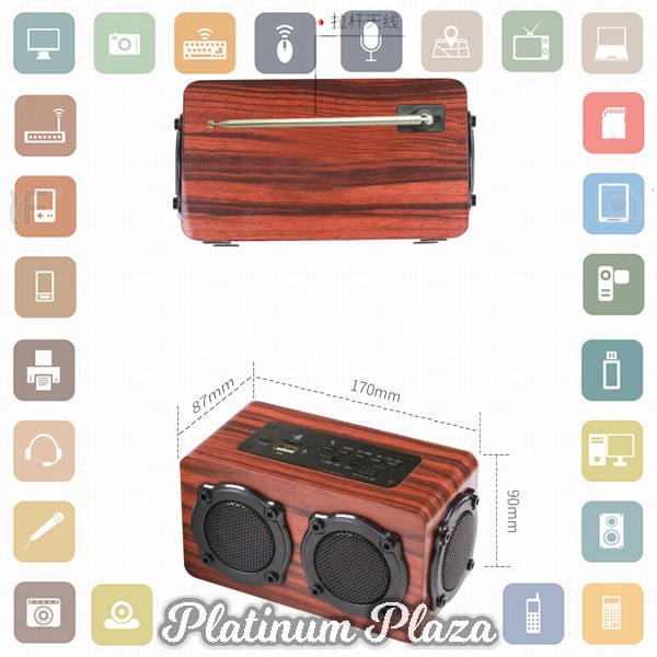 Kingneed Bluetooth Speaker FM Radio Wood Design - S409 - Brown`SY9TTC-