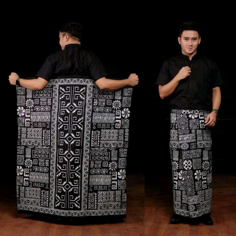SARUNG BATIK MOTIF ETNIK HITAM PUTIH/SARUNG BATIK PEKALONGAN PRIA