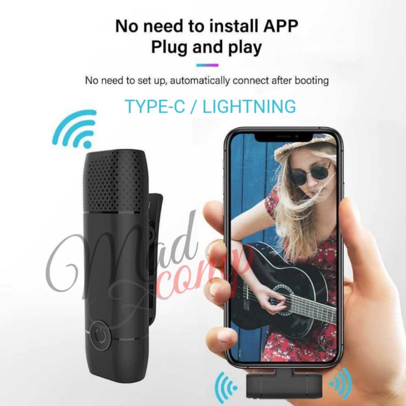 Taffstudio Mic Clip On Wireless Live Zoom Youtuber Microphone HP