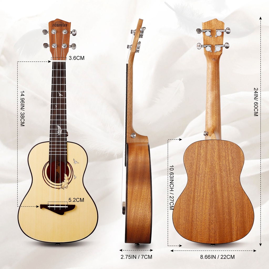 Ukulele Concerto 24 inch ukulele spruc top mohangy body ORIGINAL Acouway KUALITAS BAGUS  Import