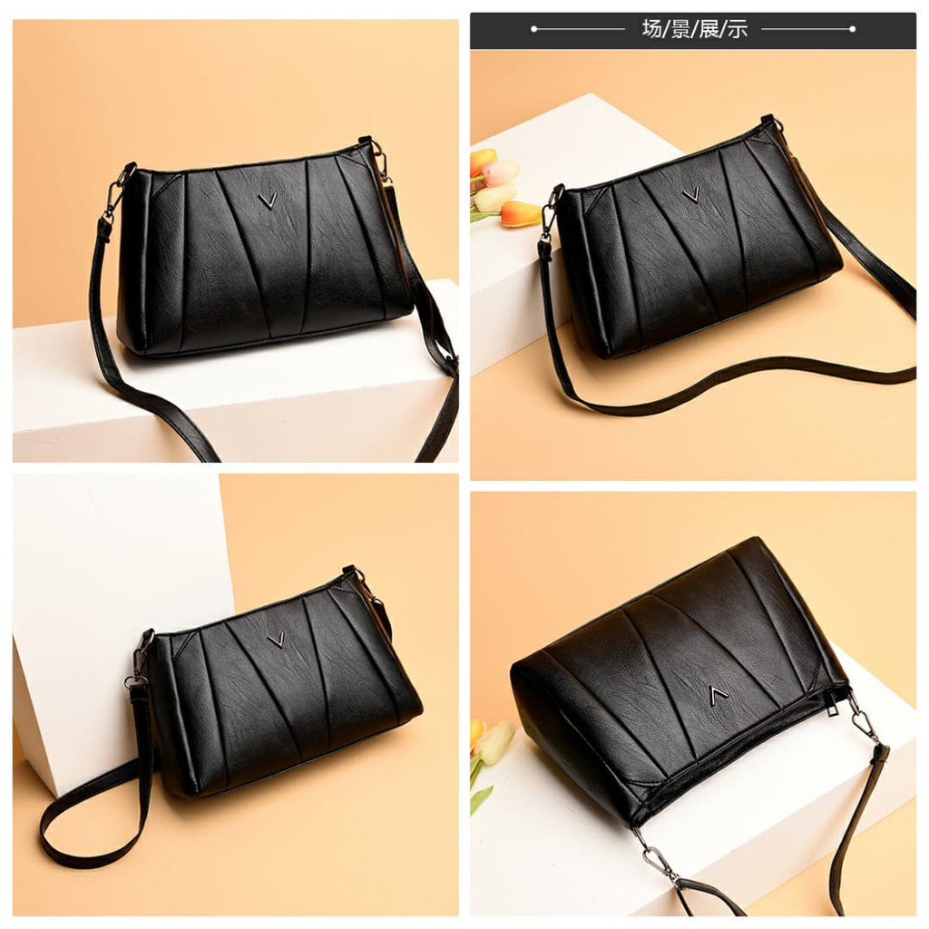 TAS SELEMPANG WANITA KULIT DEYAN TA136B5 HITAM SLING BAG MURAH KOREA KERJA FASHION BATAM ORI IMPORT