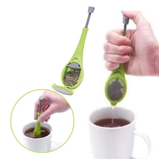 Tea Infuser Spoon with Built-in Plunger Reusable for Tea Bag or Coffee - Sendok Pengaduk + Penyaring