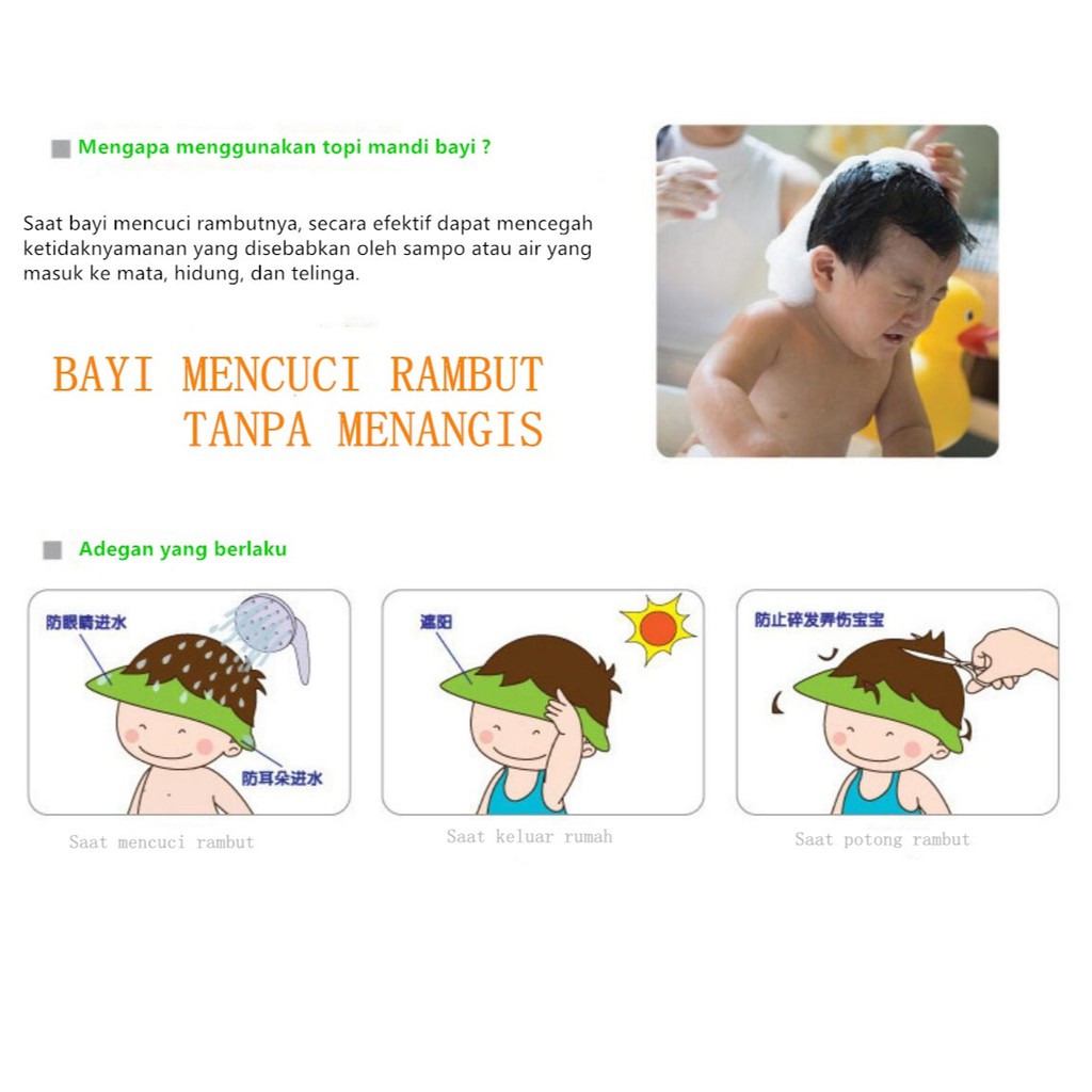 [TULALA SHOP]Topi Mandi Anak / Baby Shower Cap / Topi anak dan bayi / Topi Mandi Buat Keramas Anak Bayi/