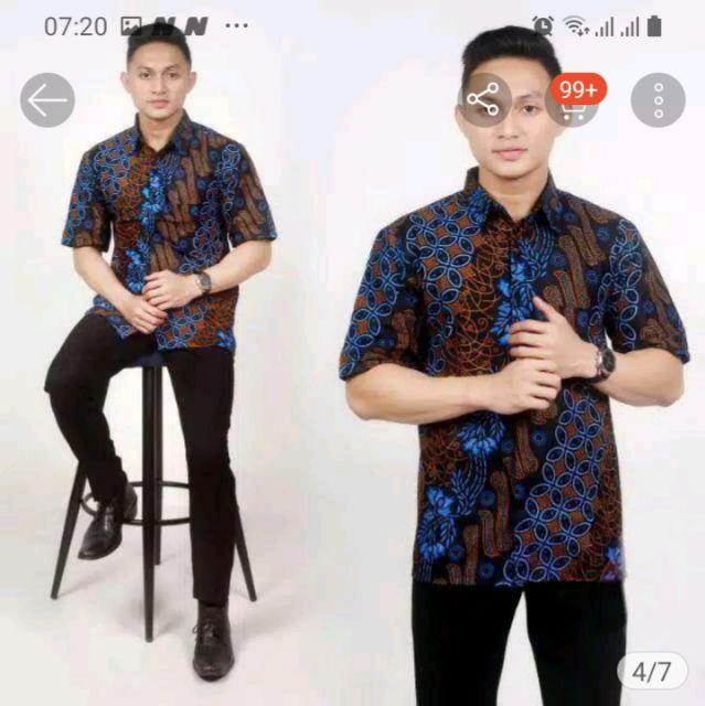 Batik Couple Batik Keluarga Ibu Ayah Dan Anak Maura Couple Sania Ruffle Modern ( Seno Biru )