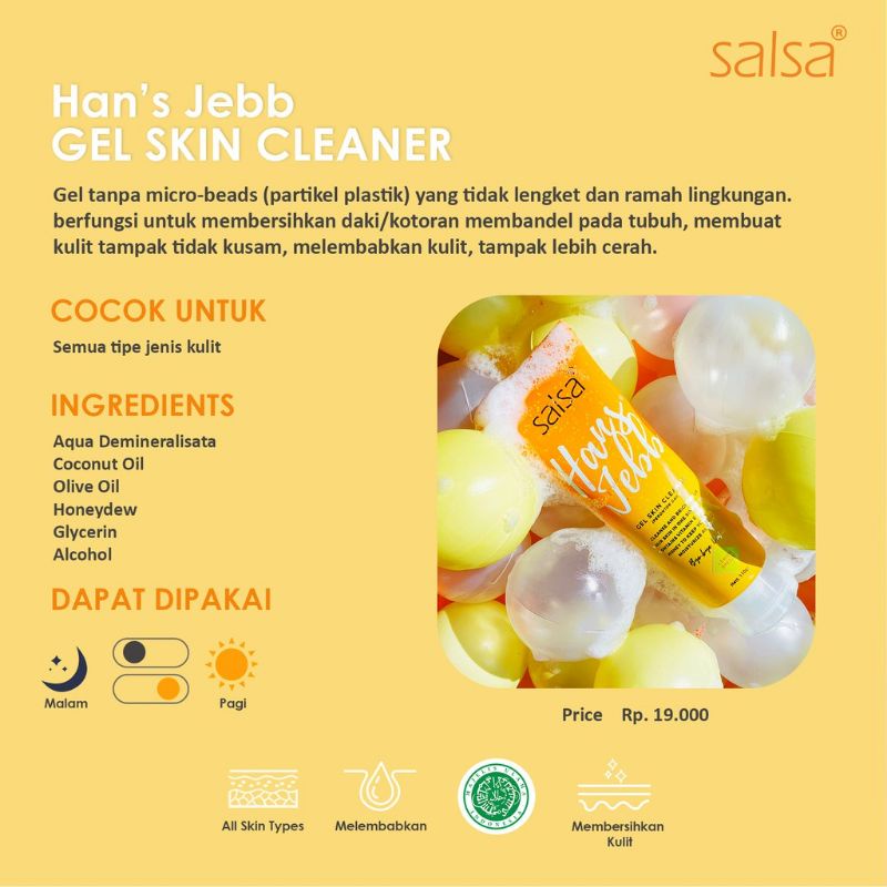 SALSA Hans Jebb Gel Skin Cleaner Indonesia 100ml  / Perontok Daki Tanpa Bilas Sweet Tropical Greentea Lemon Breeze