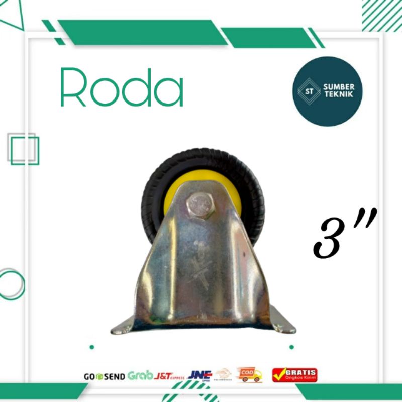 Roda Karet Heavy Duty 3 Inch Mati