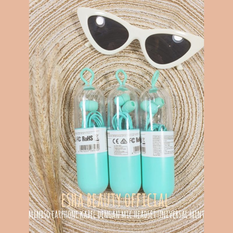 MINISO EARPHONE KABEL DENGAN MIC EARBUDS HEADSET UNIVERSAL MINT GREEN