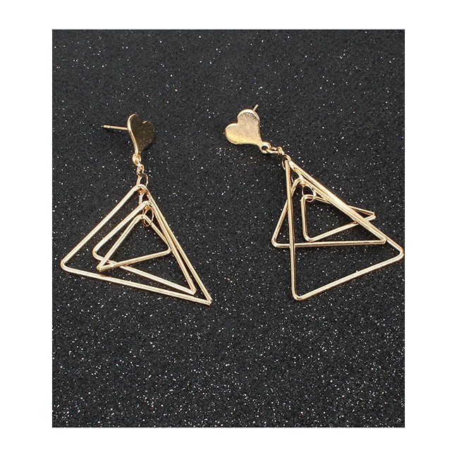 LRC Anting Tusuk Fashion Golden Alloy Love Geometric Hollow K60427