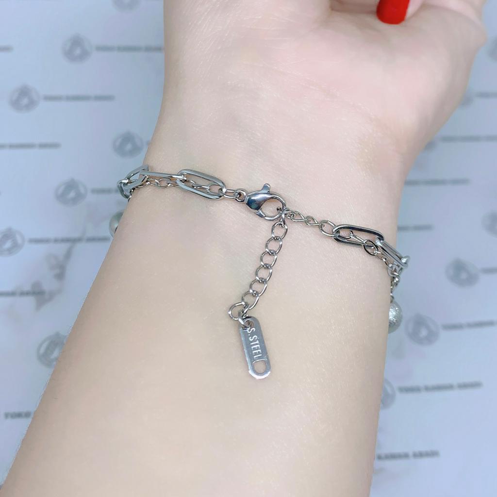 Titanium Silver Gelang Tangan Dewasa Rantai Sabit *87