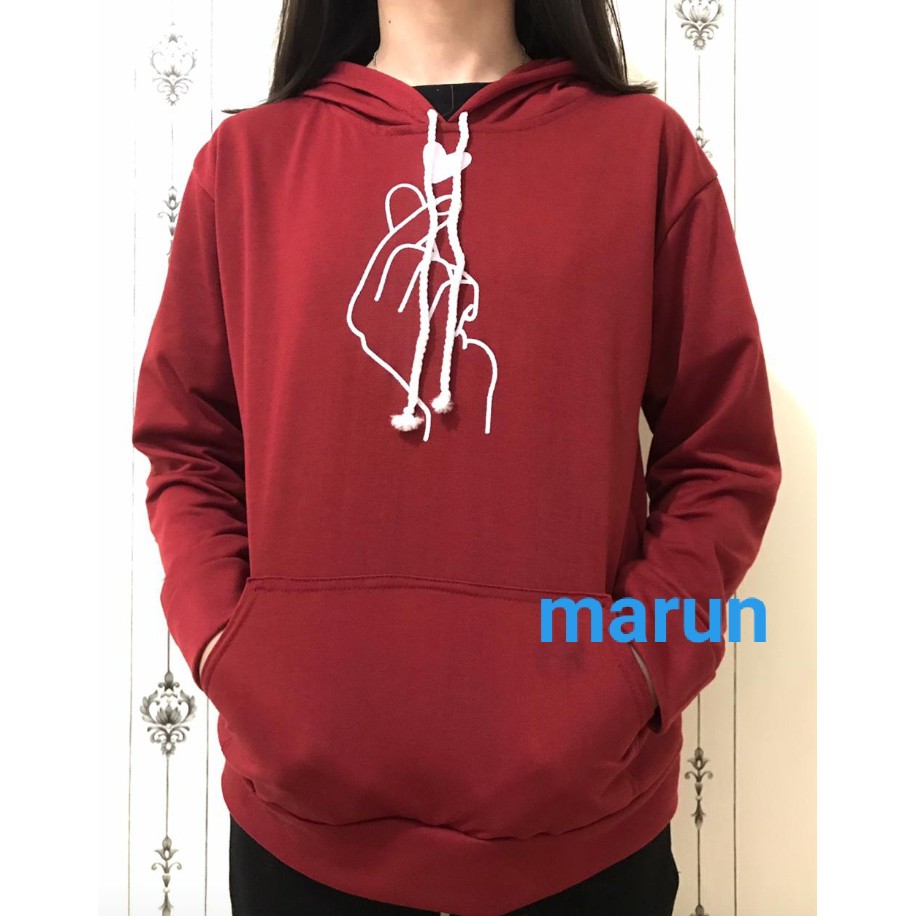 (BISA COD) sweater wanita/hoodie wanita sarangheyo-4