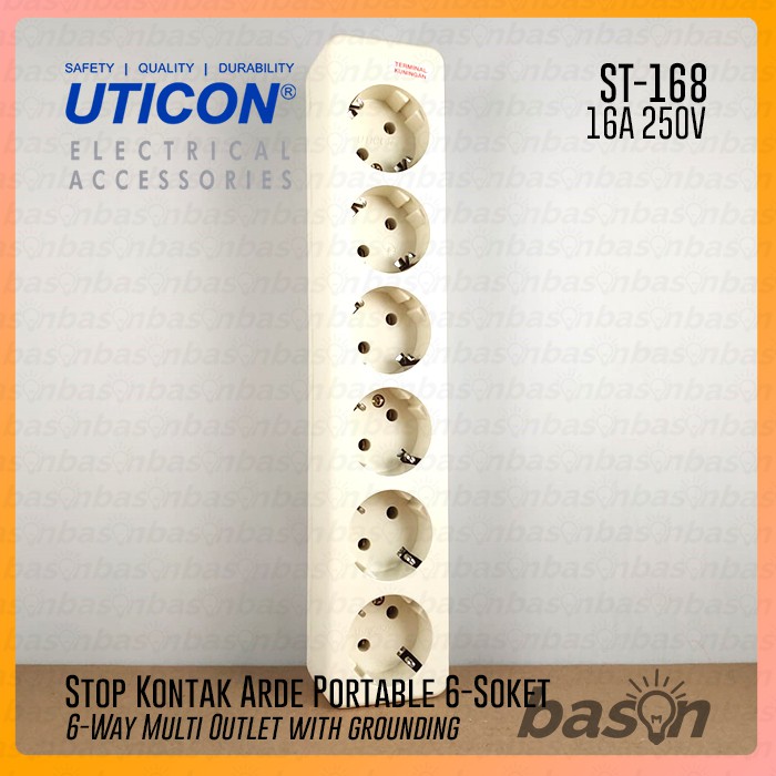 UTICON ST168 Stop Kontak 6 Lubang - TANPA KABEL