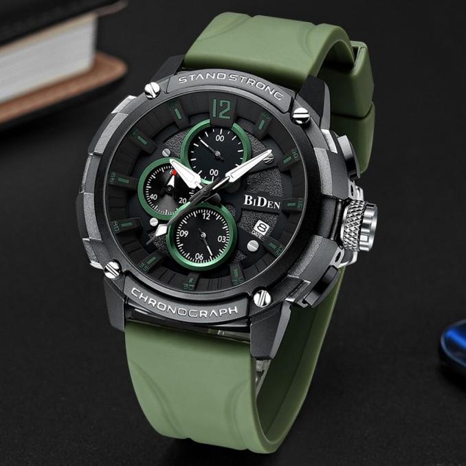 BIDEN Jam Tangan Pria Chronograph Tahan Air QUARTZ Top Bisnis Kasual