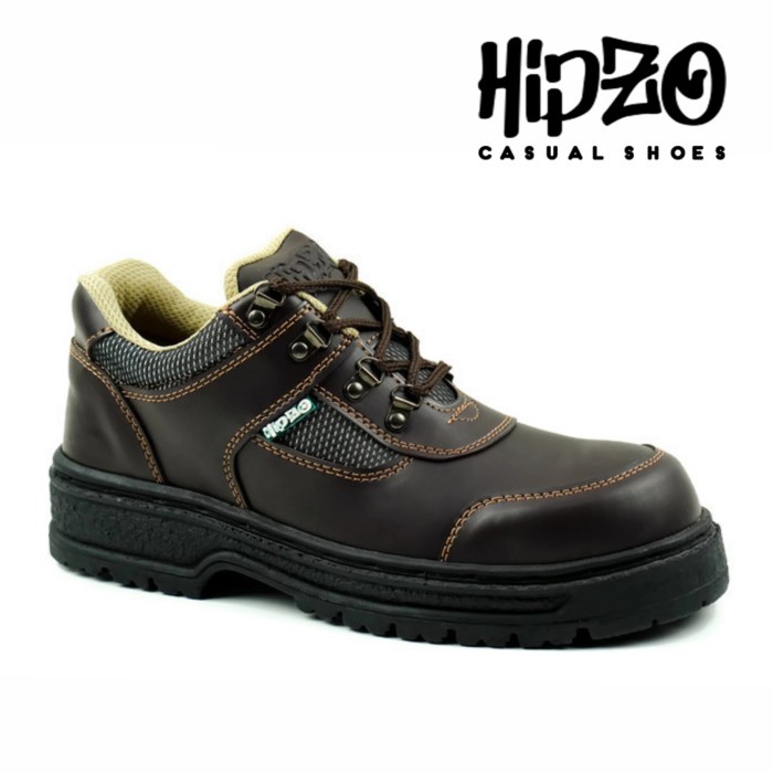 Sepatu Kerja Pria Hipzo Sepatu safety Hipzo Original Fashion Terbaru - Coklat Tua, 43