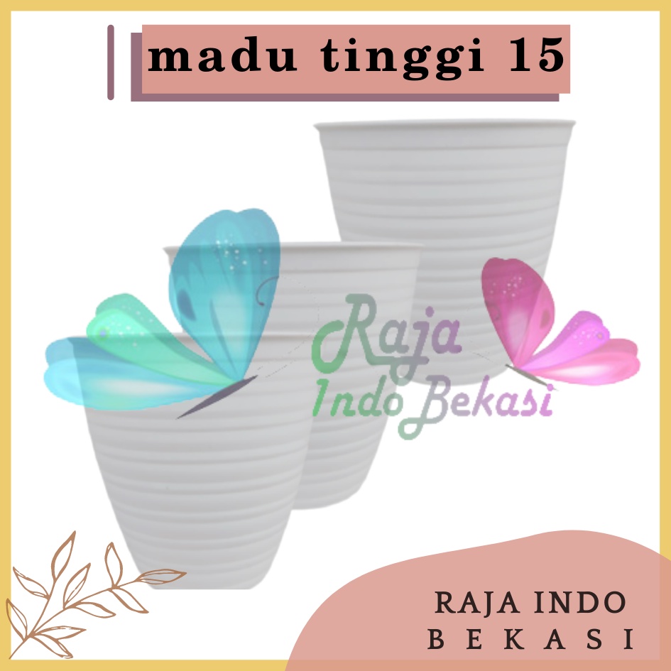 Pot Madu Pirus 15 Tinggi Putih Motif Tawon Pot Plastik 15cm Vas Bunga Putih Bukan Pot Pirus Tawon