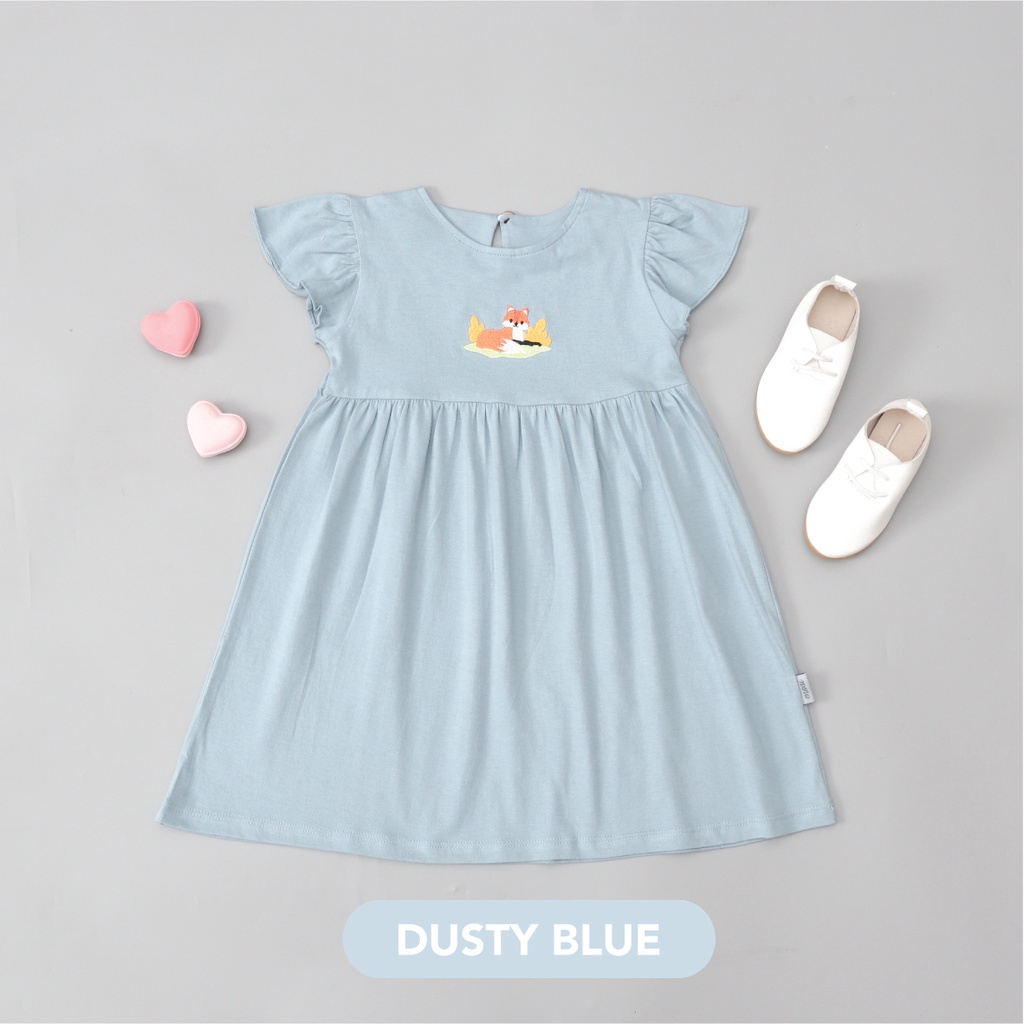 Mooi Ruffle Dress Anak Perempuan-DUSTY BLUE