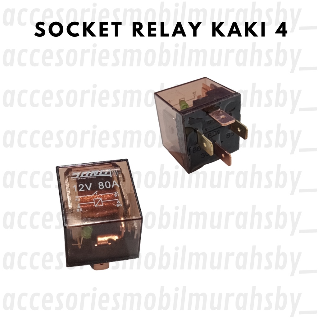 RELAY KLAKSON 4 KAKI 80A 12 VOLT DAN 24VOLT TRANSPARAN BENING UNTUK KLAKSON LAMPU DLL Harga 1 Pcs