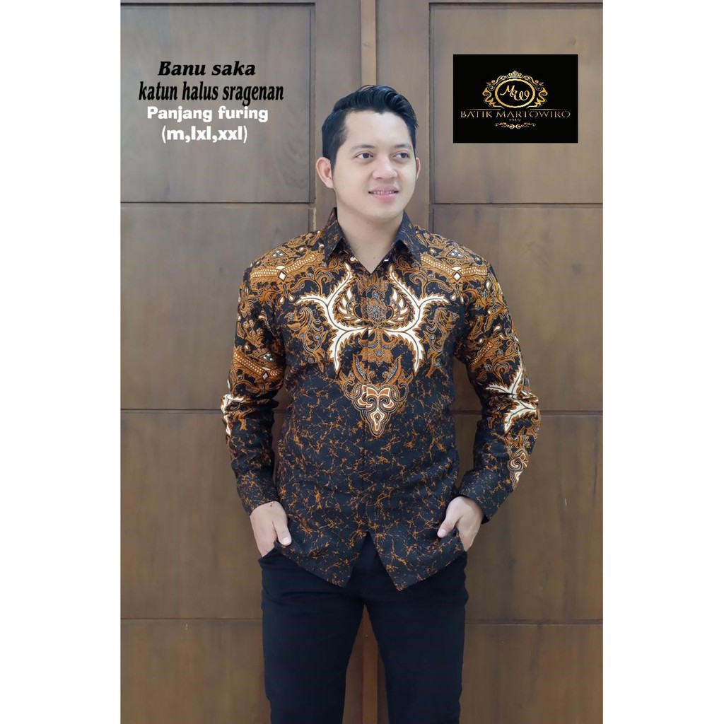 BANU SAKA Kemeja Batik Pria Lengan Panjang Katun Halus Martowiro FULL FURING