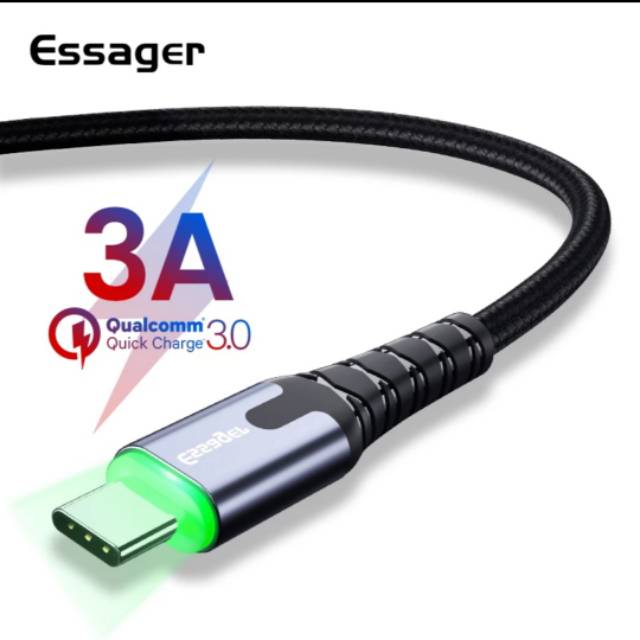 kabel data Essager LED USB Tipe C Kabel fast charging kabel 50 cm