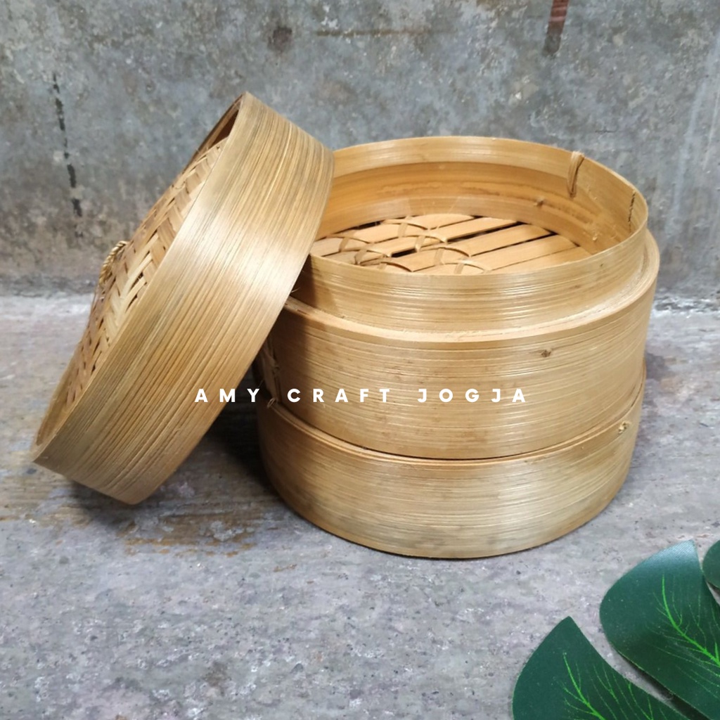 Dimsum 13 cm 2 Susun + 1 Tutup/ kukusan bambu mrah/ steamer bambu/ kukusan siomay dan kukusan dimsum