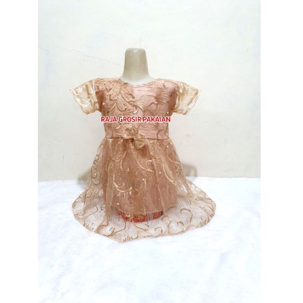 Dress Anak Full Brukat Lengan Pendek Usia 0-8 Thn / Bisa Pilih Warna / Dress Pesta Anak