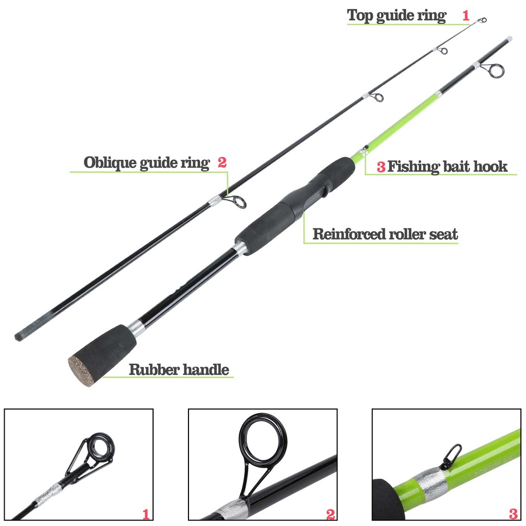 Joran Pancing Pancing berputar Pegangan EVA Baitcasting Tahan Aus Kekuatan Tinggi Pancing Ringan 2 Bagian Fishing Tackle untuk Air Tawar Sungai Danau Joran Pancing