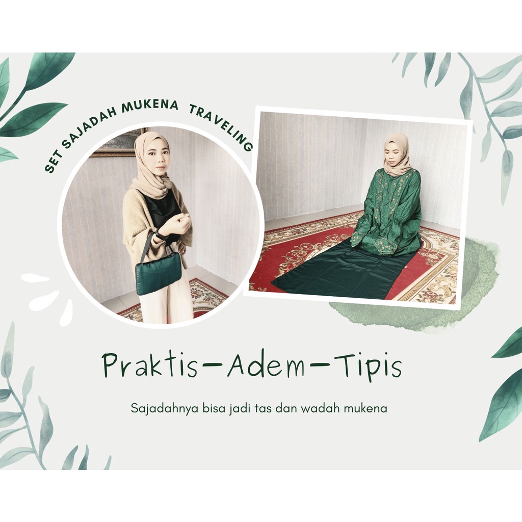 Set Sajadah Mukena Traveling Poncho Tipis Mini Ringan Adem #SM-1