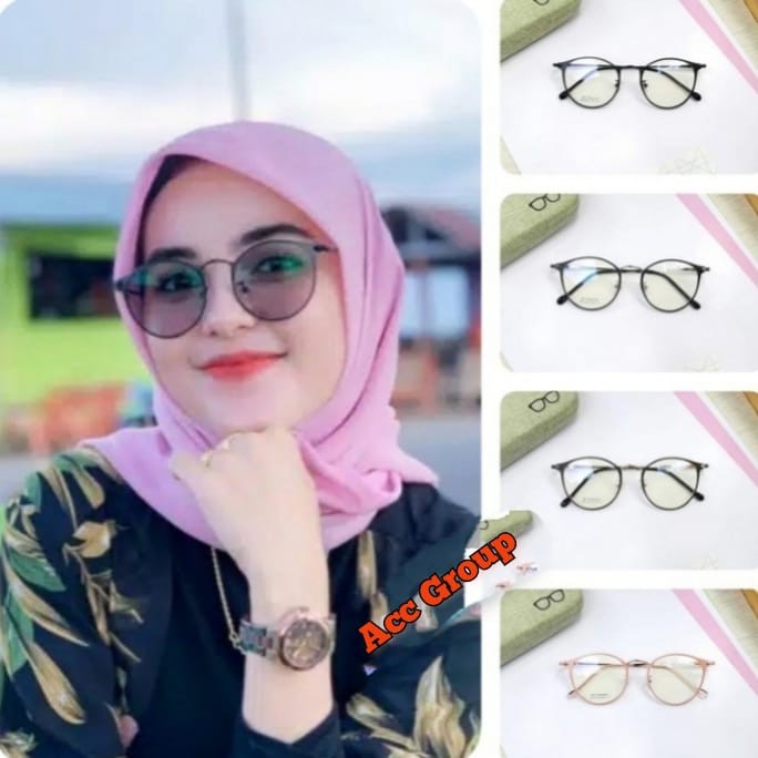 NEW FREE BOX DAN LAP LENSA PHOTOCROMIC OVAL TITANIUM BLUERAY ANTIRADIASI UNISEX OPTIK SUNGLASSES