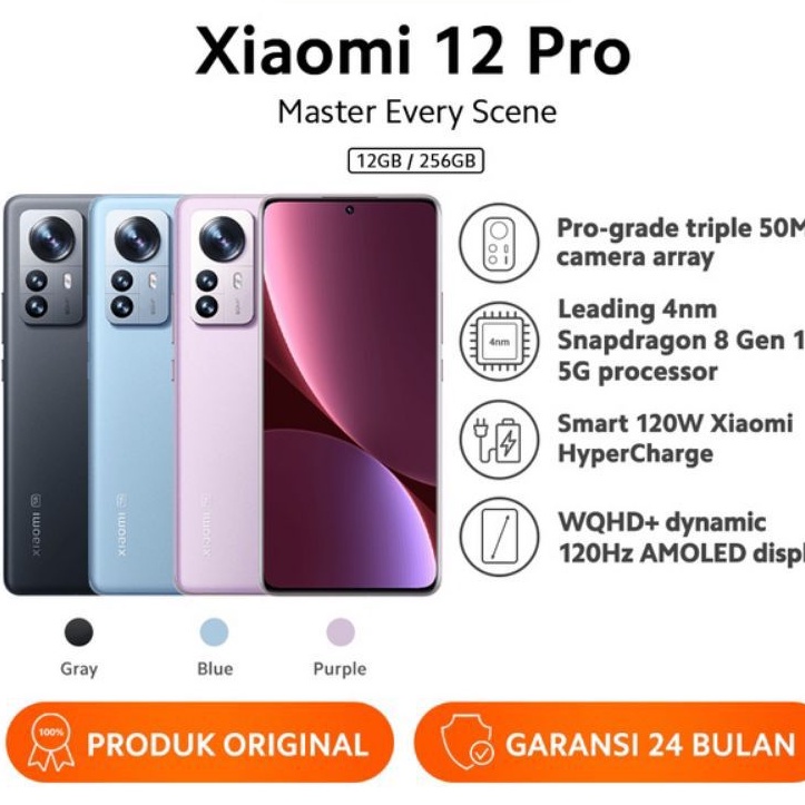 HANDPHONE xiaomi 12pro (12GB+256GB) snapdragon 8 Gen 5G 50MP Triple kamera - HAPE XIAOMI JARINGAN 5G
