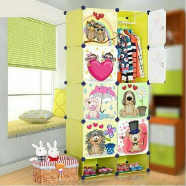 LEMARI DIY BAJU ANAK ANTI AIR 8 BOX PLUS 2 BOX PINTU 