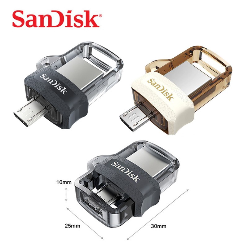 Sandisk 3.0 Flashdisk USB 3.0 High Speed Dual Interface Pendrive OTG 32GB 128GB 64GB Untuk Android