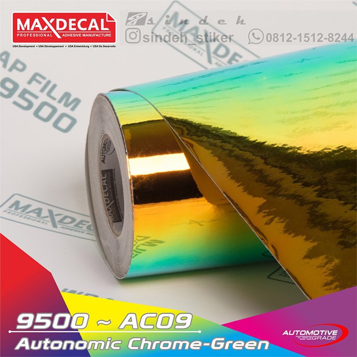STICKER MAX DECAL AUTONOMIC CHROME GREEN STIKER MOBIL WRAPPING PREMIUM
