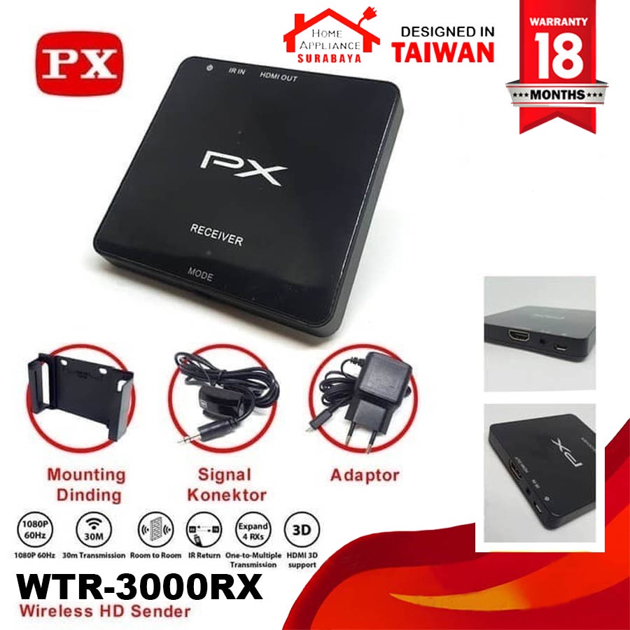 Wireless HDMI Sender (Receiver) Video Proyektor 60 m PX WTR-3000 RX