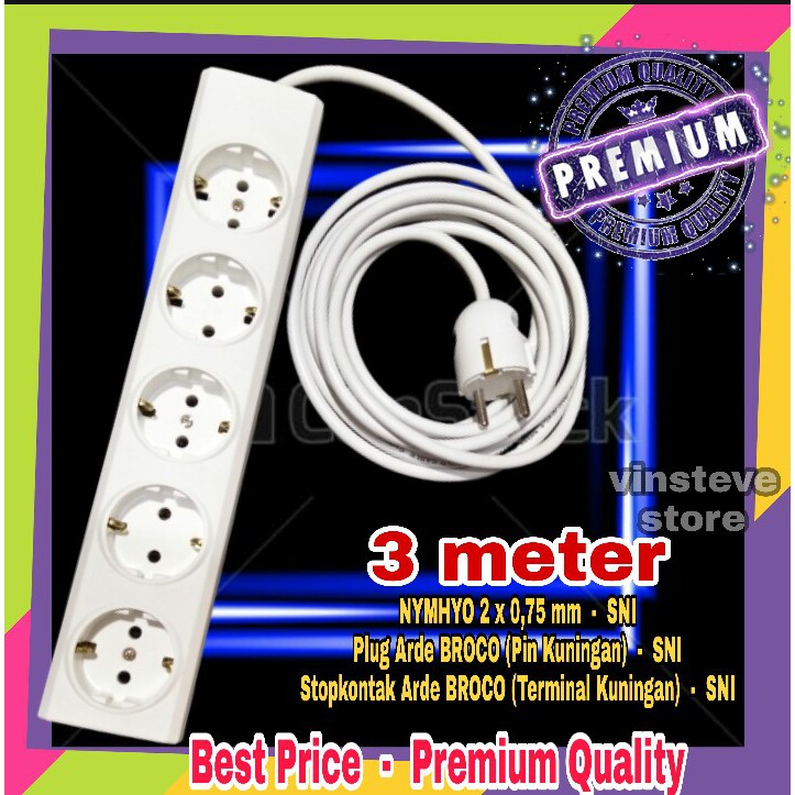 Stop Kontak Kabel BROCO 5 Lubang 3 Meter